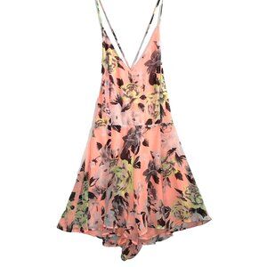 Gab & Kate Romper Womens Small Floral Mixology Neon Flowy Tropical Shorts